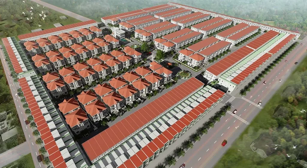 Residential construction site seen from above